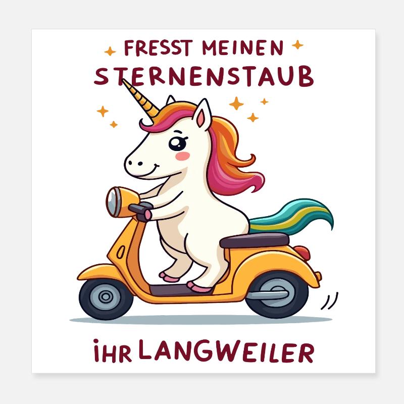 Roller-Einhorn Poster 20x20 cm