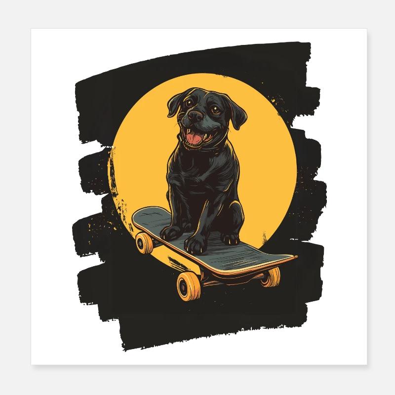 Chien Labrador sur planche à roulettes Poster 20 x 20 cm