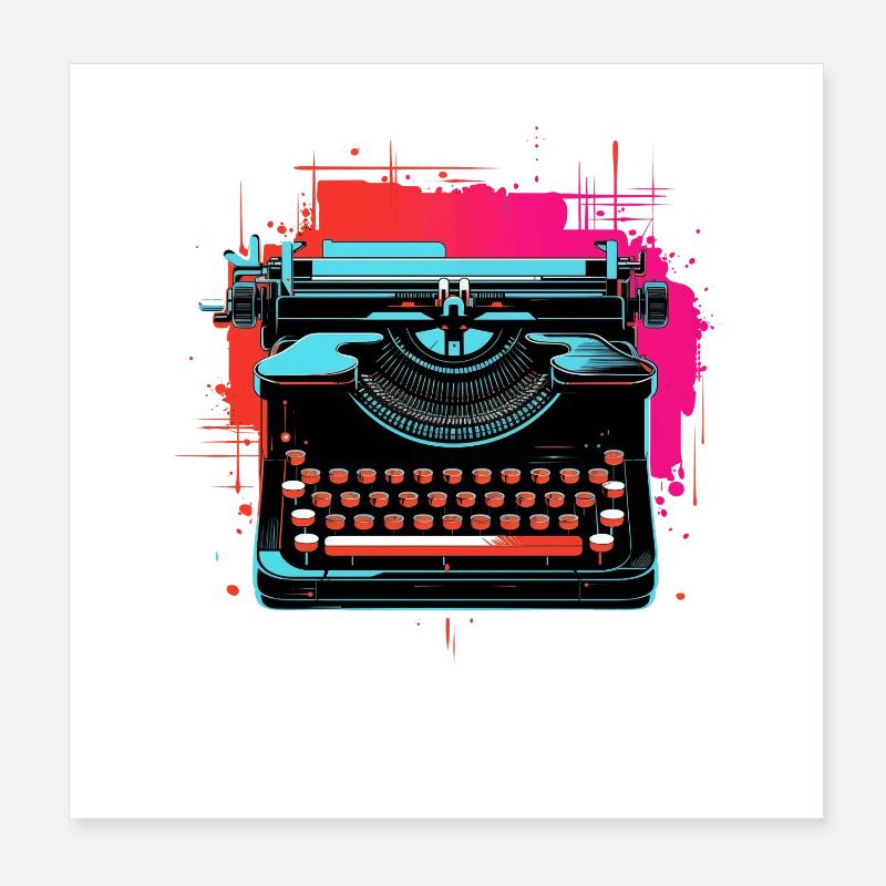 Machine à écrire Retrowave Poster 20 x 20 cm