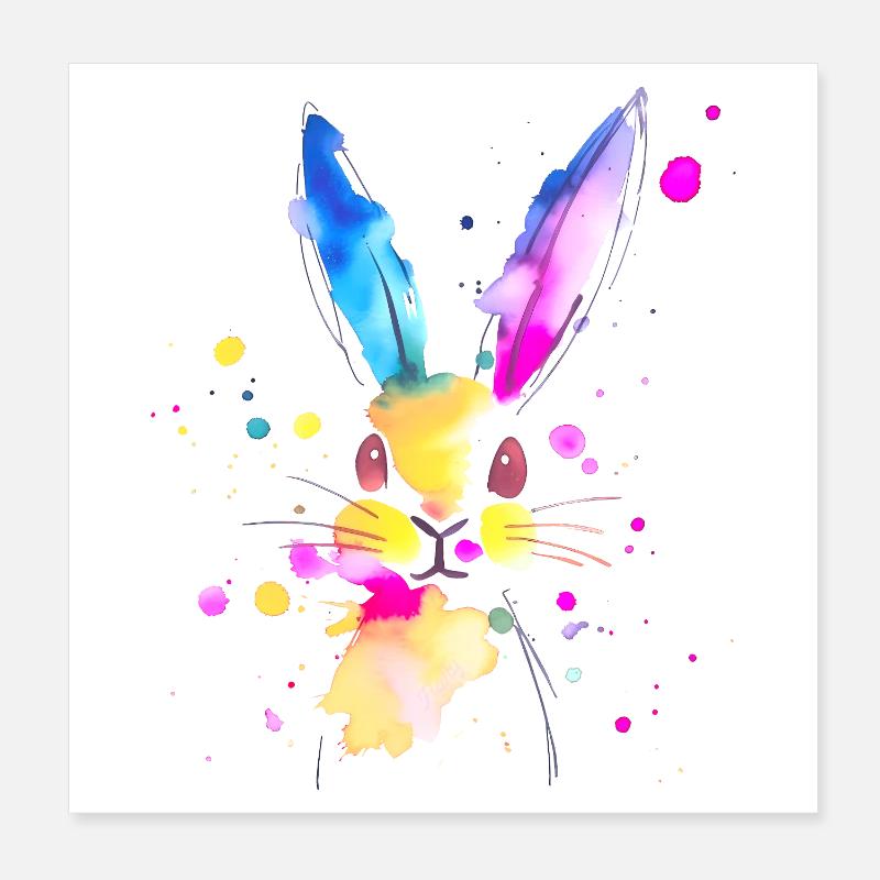 Lapin abstrait à l'aquarelle 🐇 Poster 20 x 20 cm