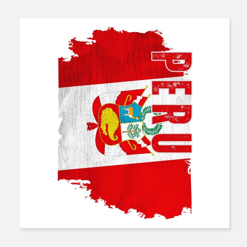 Drapeau péruvien vertical, fierté péruvienne Poster 20 x 20 cm