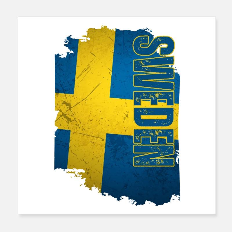 Drapeau vertical de la Suède, j’adore la Suède Poster 20 x 20 cm