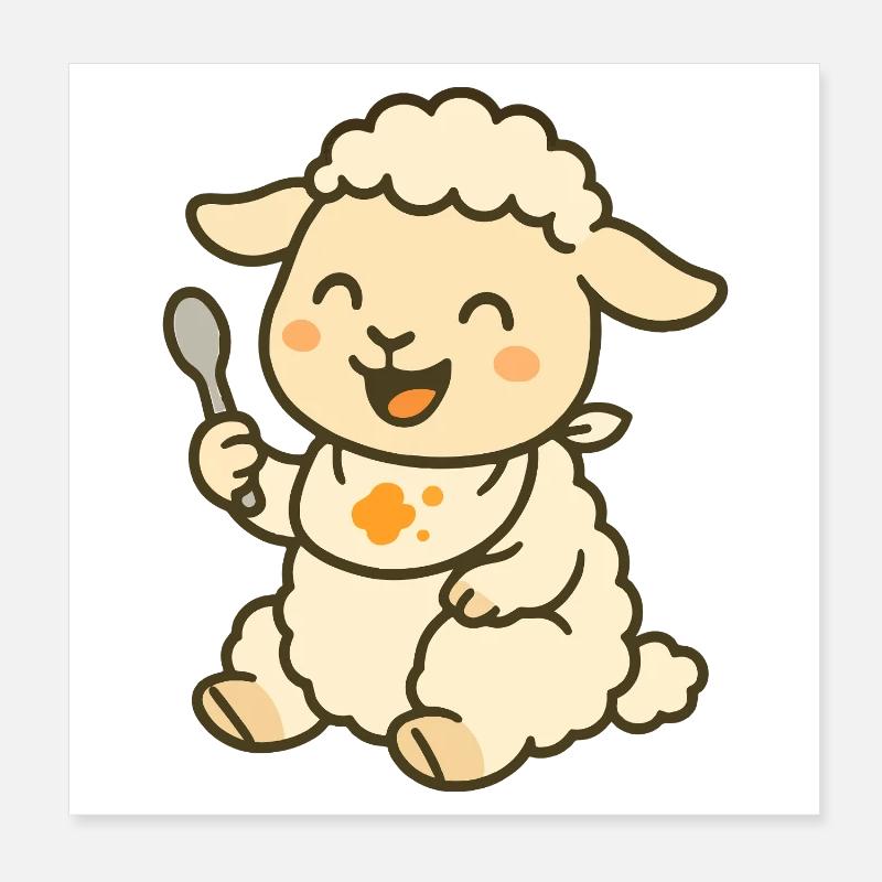 Snack time with lamb Poster 8" x 8" (20x20 cm)