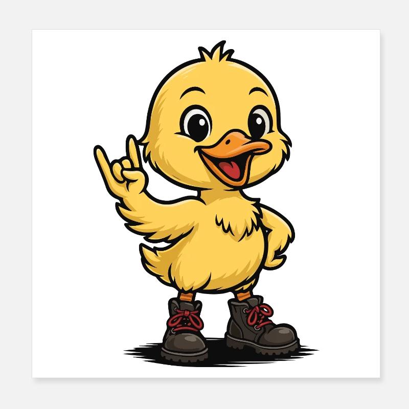 Bébé canard à bascule avec des bottes Poster 20 x 20 cm