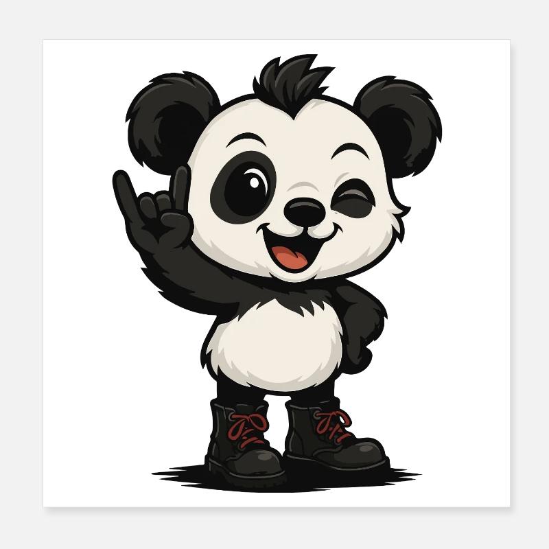 Panda Punk’n’Roll Poster 20 x 20 cm