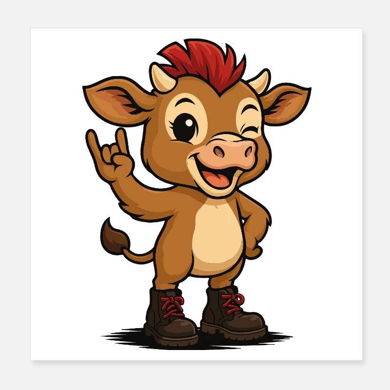 Punk Rock Calf Poster 8" x 8" (20x20 cm)