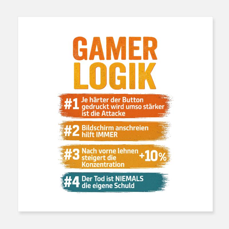 Gamer Logic Computer PC Controller Gamer Poster 8" x 8" (20x20 cm)