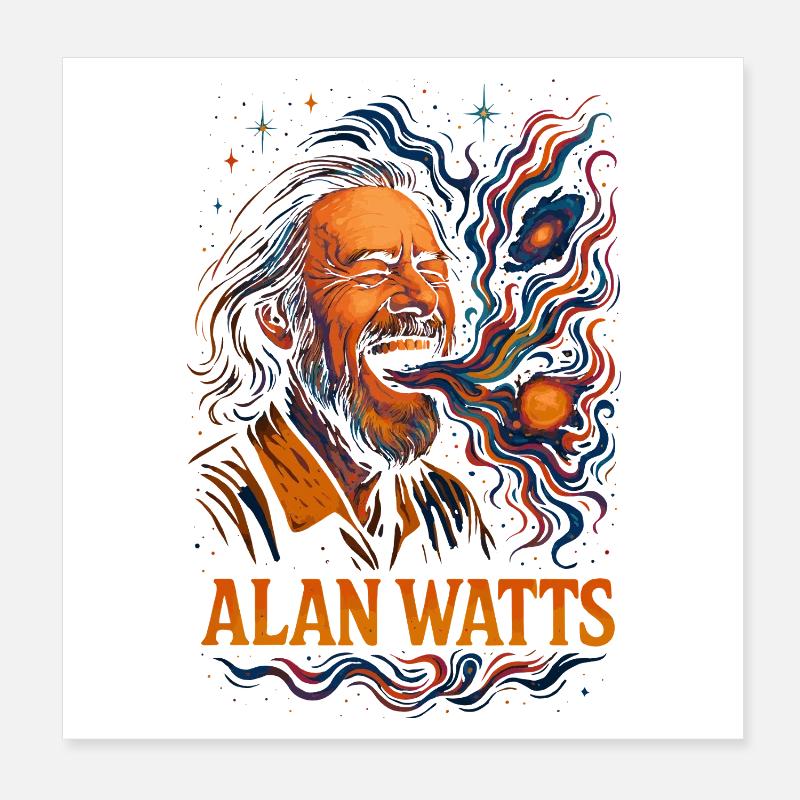 Alan Watts Cosmic Laugh Tee Poster 8" x 8" (20x20 cm)