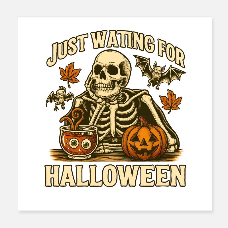 Skeleton waiting for Halloween design Poster 8" x 8" (20x20 cm)