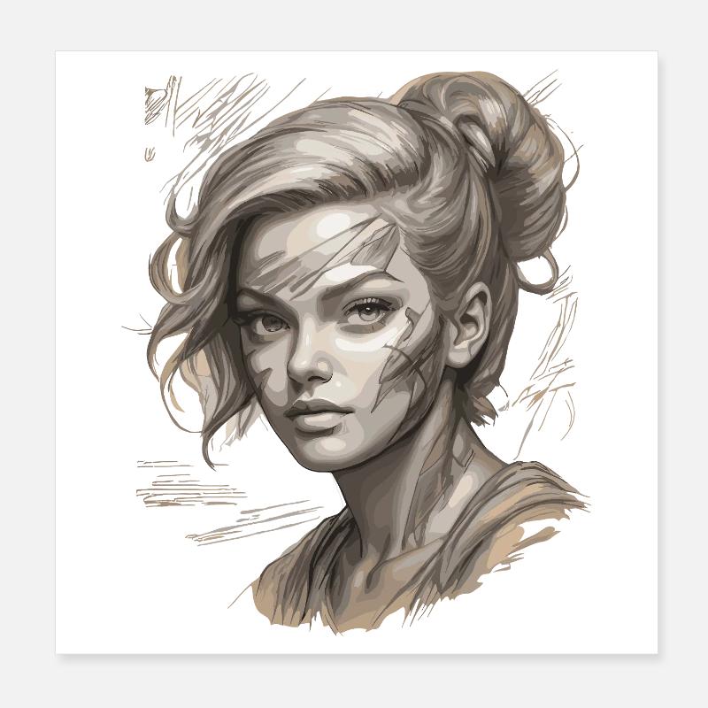 Illustration élégante avec des touches modernes Poster 20 x 20 cm