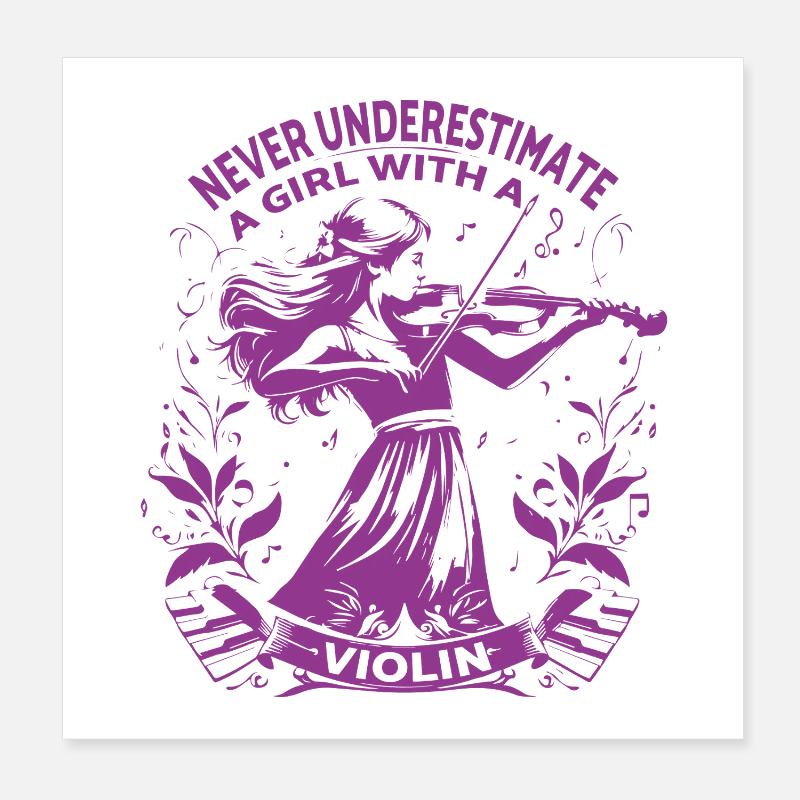 Fille avec violon Conception inspirante Poster 20 x 20 cm