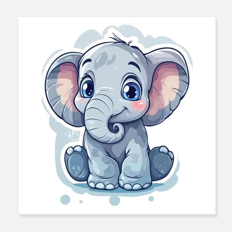 Elephant Poster 8" x 8" (20x20 cm)