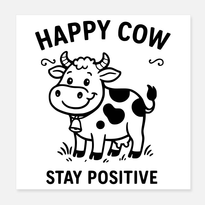 Vache heureuse Poster 20 x 20 cm