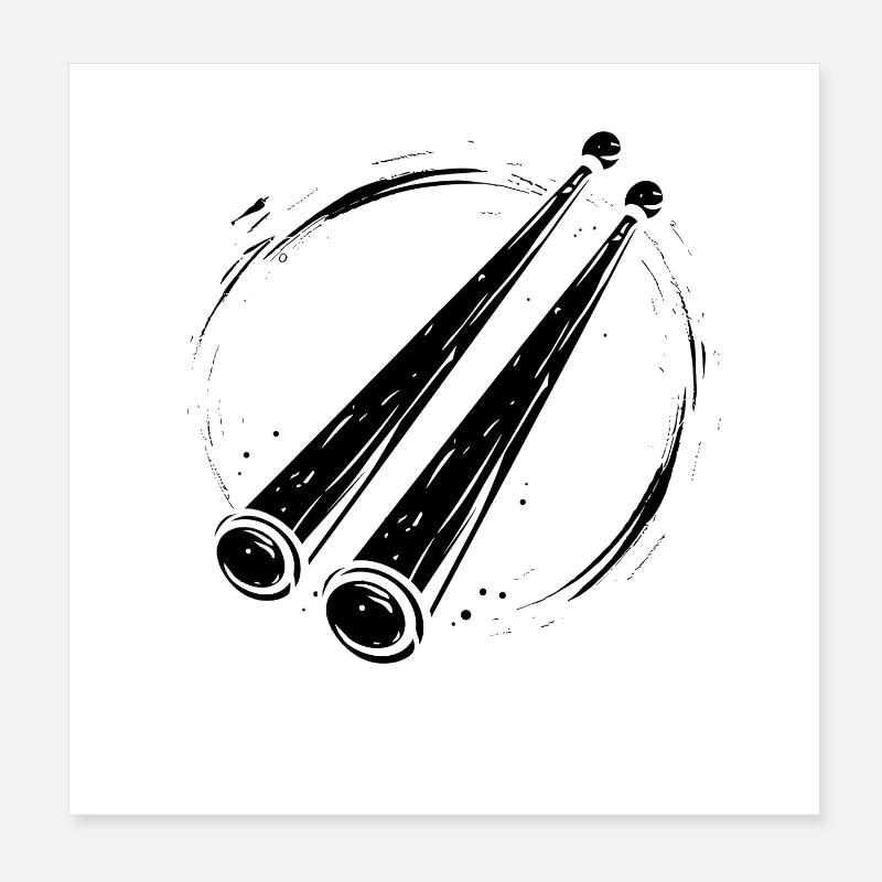 Drumsticks Drawing Poster 8" x 8" (20x20 cm)