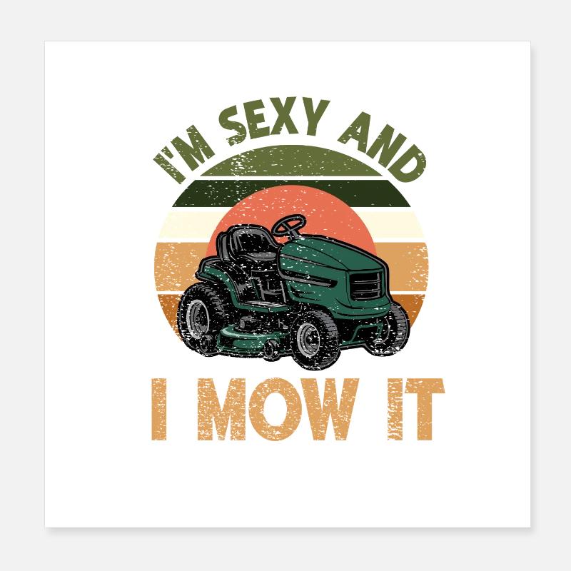 Funny mower tractor design Poster 8" x 8" (20x20 cm)