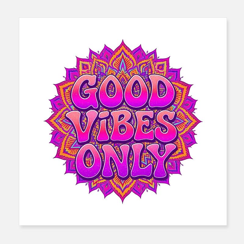 Positive Energie Mandala Retro Boho Kunst Poster 20x20 cm