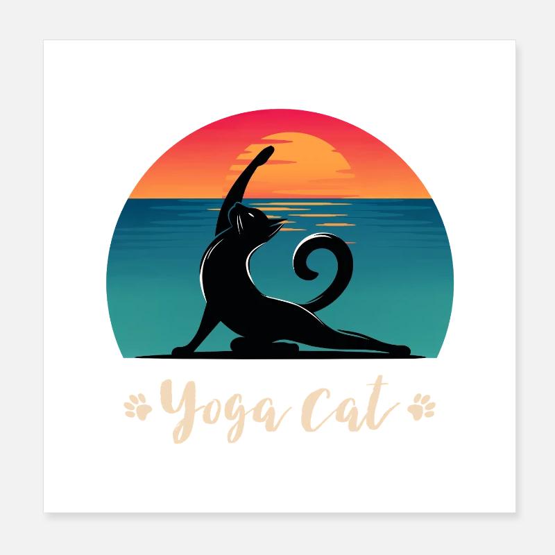 Chat de yoga Poster 20 x 20 cm