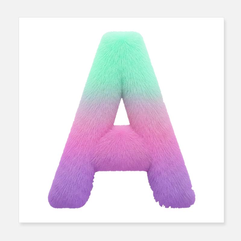 A letter with fur effect and pastel gradient Poster 8" x 8" (20x20 cm)