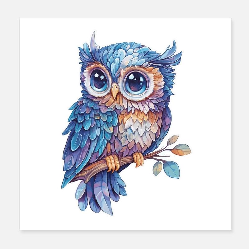 Hibou Poster 20 x 20 cm