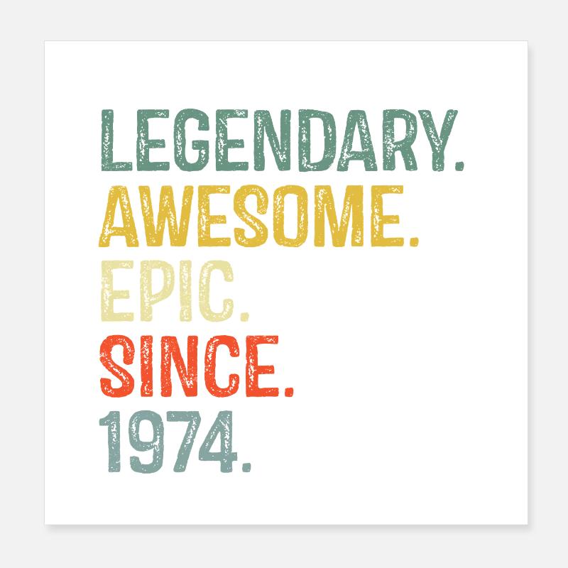 1974 Nostalgic Epic Typography Design Poster 8" x 8" (20x20 cm)
