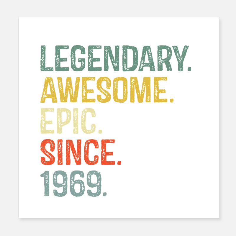 Graphique rétro de célébration de 1969 Poster 20 x 20 cm