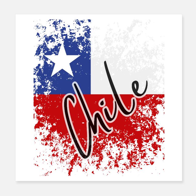 Drapeau grunge chilien, j’adore le Chili Poster 20 x 20 cm