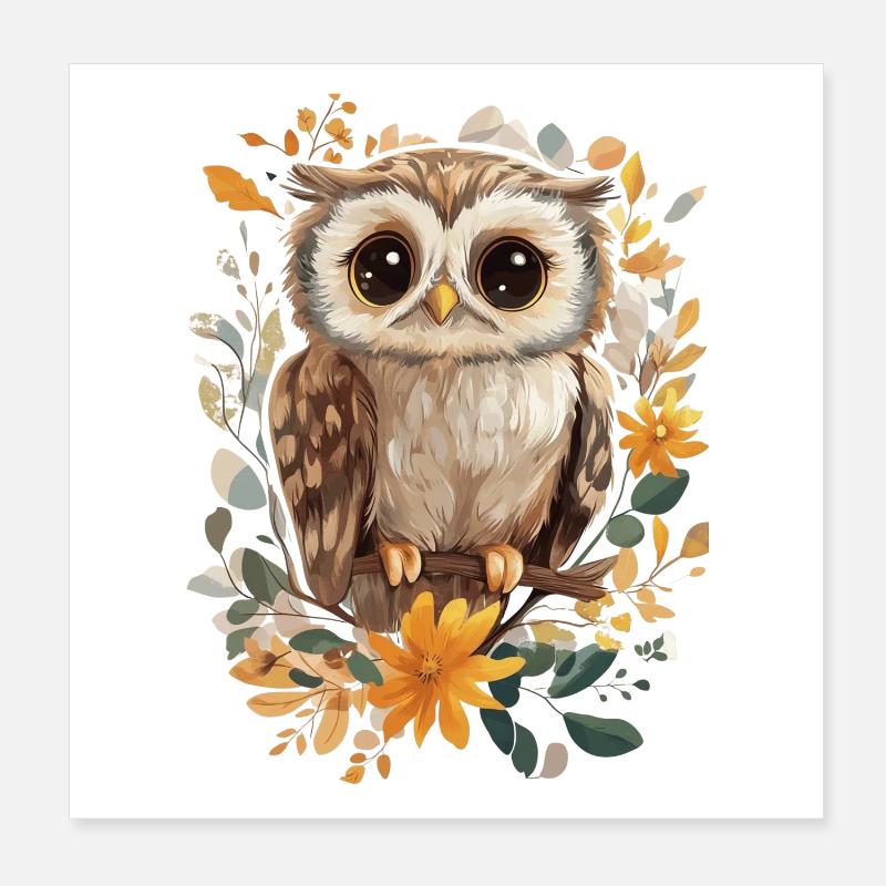 Owl Poster 8" x 8" (20x20 cm)