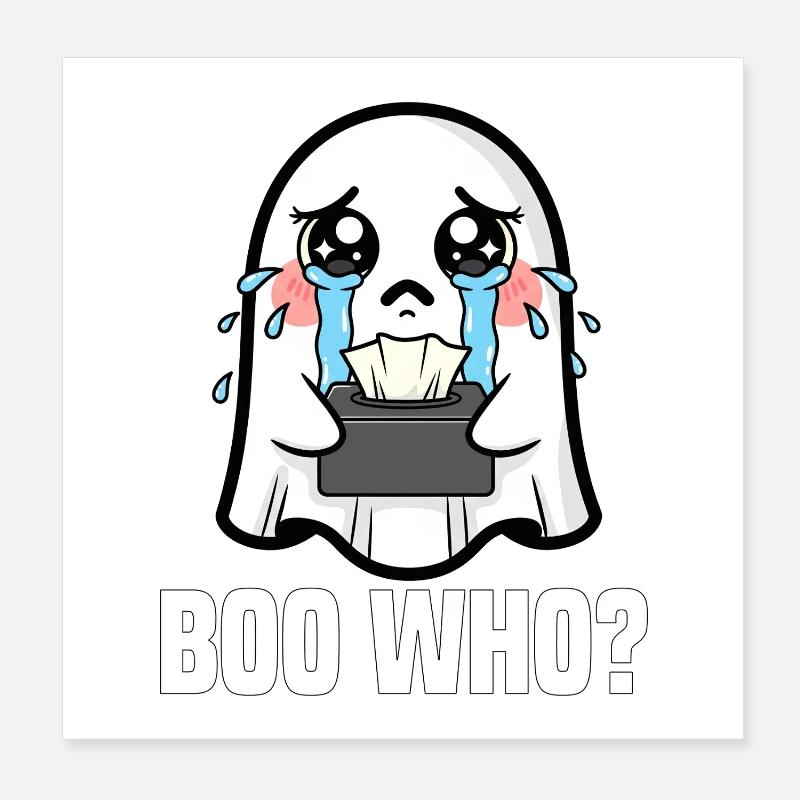 WER WIRD AUSGEBUHT? - GHOST HALLOWEEN Poster 20x20 cm