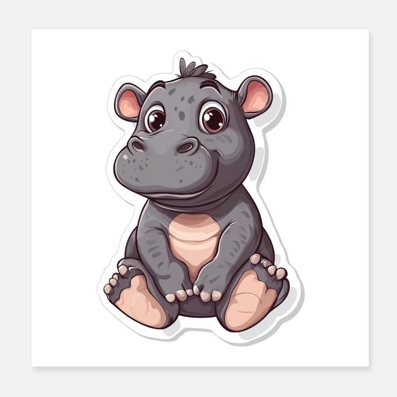 Hippopotame Poster 20 x 20 cm