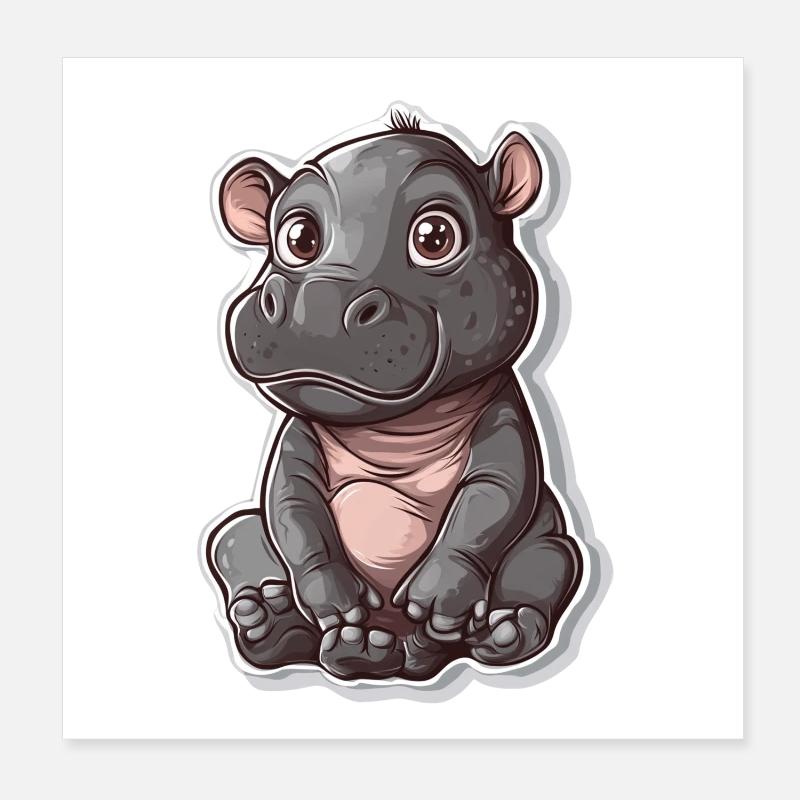 Hippopotame Poster 20 x 20 cm