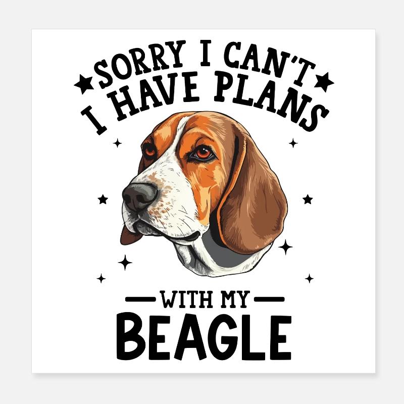 Illustration réaliste de la tête d'un Beagle Poster 20 x 20 cm