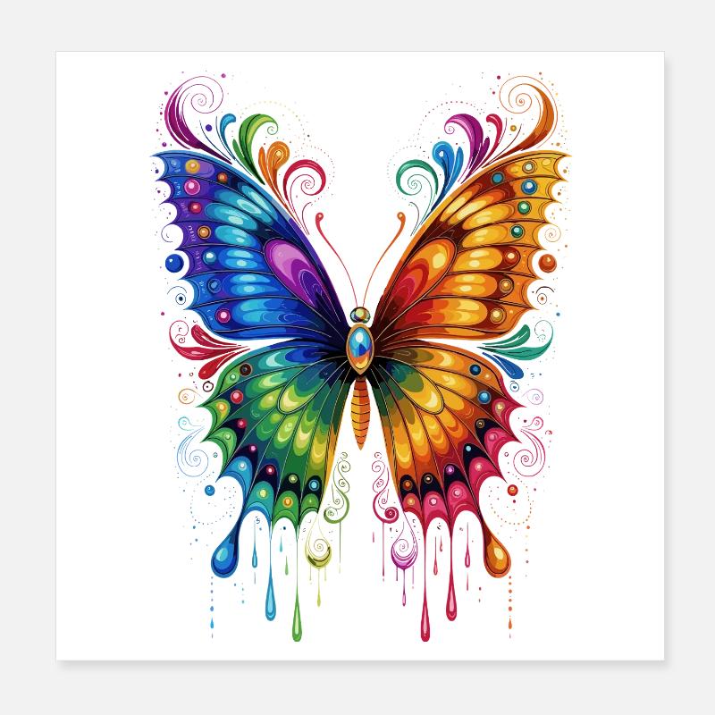 Schmetterling Flügel Bunt Butterfly Schmetterlinge Poster 20x20 cm