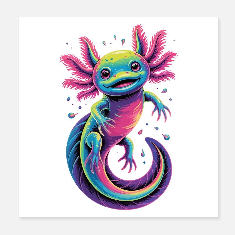 Axolotl coloré Poster 20 x 20 cm