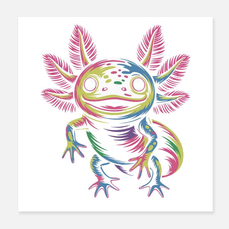 Farbenfroher Axolotl Poster 20x20 cm