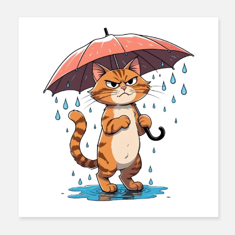 Chatons de résistance sous la pluie Poster 20 x 20 cm