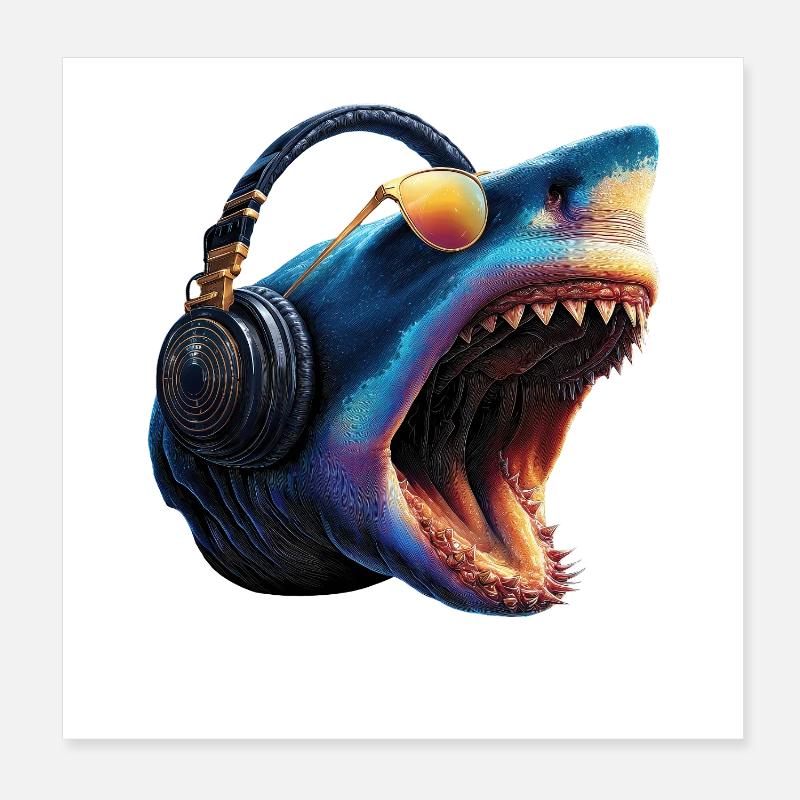 requin requin tigre requin plongeur requins mignons grand requin blanc Poster 20 x 20 cm