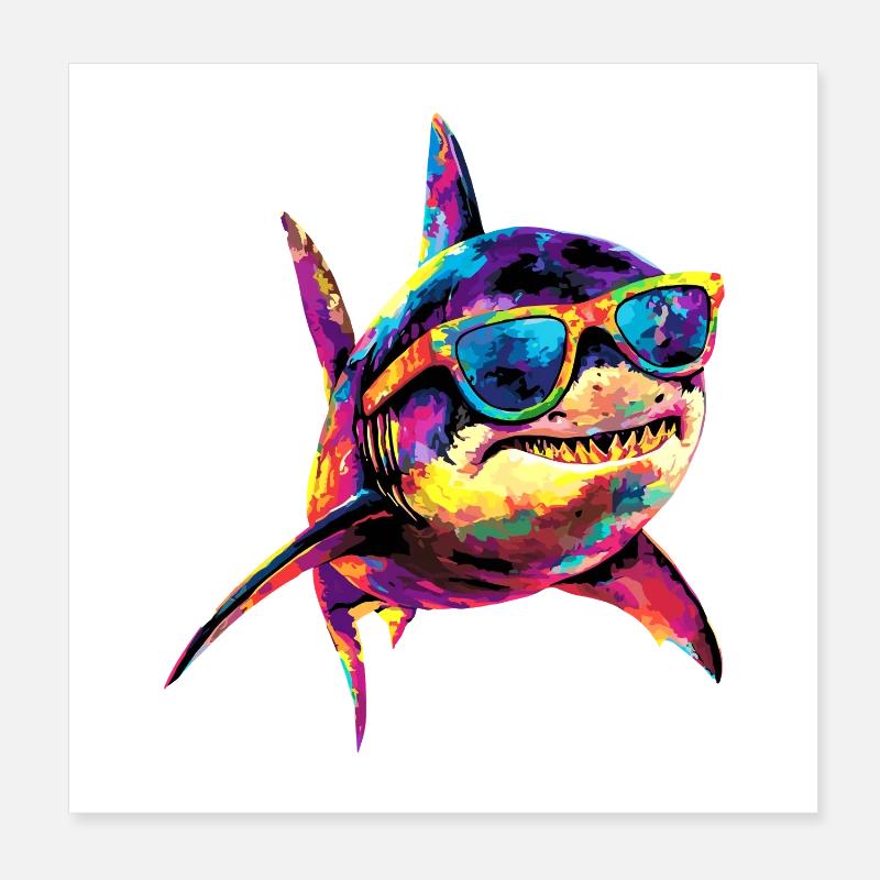 requin requin tigre requin plongeur requins mignons grand requin blanc Poster 20 x 20 cm