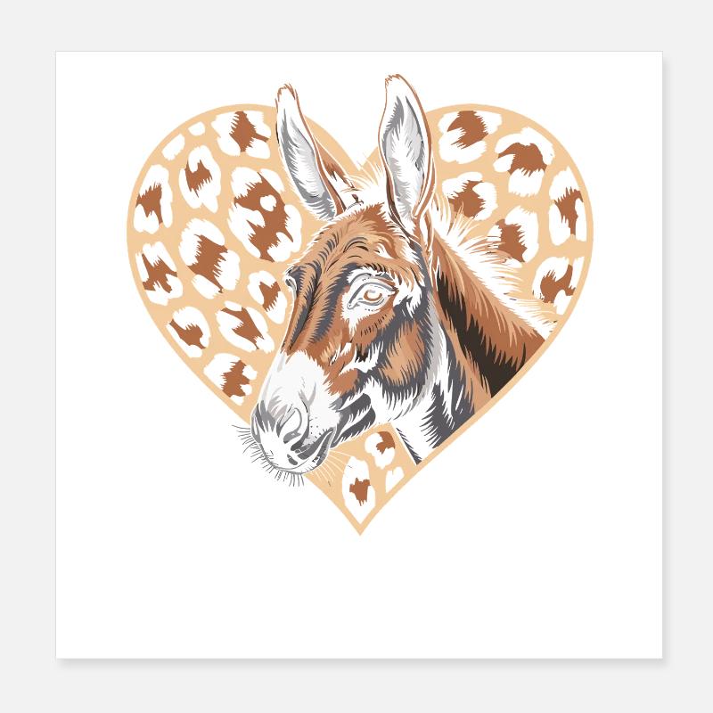 Esel mit Leopard-Herz Poster 20x20 cm