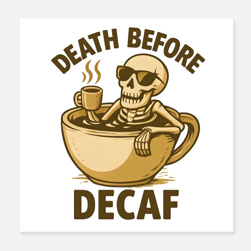 Skeleton &amp; Coffee Poster 8" x 8" (20x20 cm)