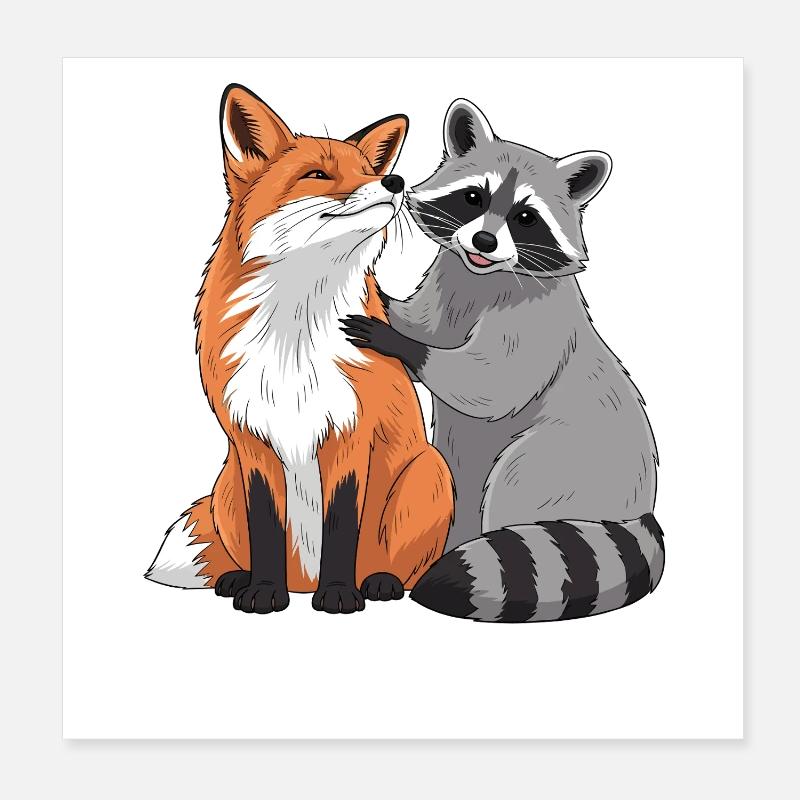 Wilde Tierfreunde Illustration Poster 20x20 cm