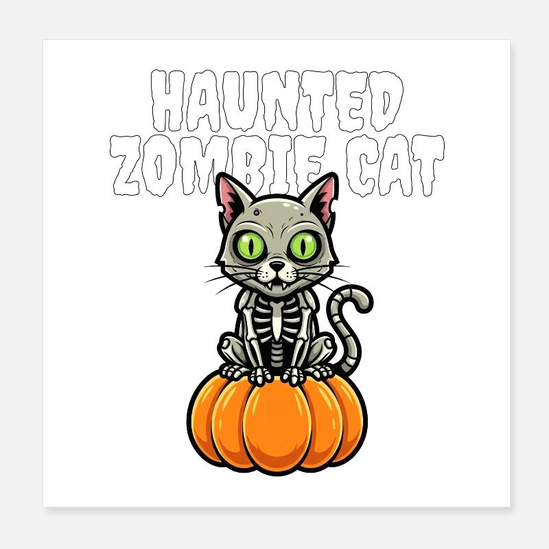 HAUNTED_ZOMBIE_CAT Poster 8" x 8" (20x20 cm)