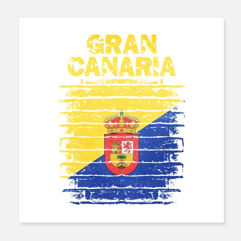 Guanche Flag Design on Rustic Look Poster 8" x 8" (20x20 cm)