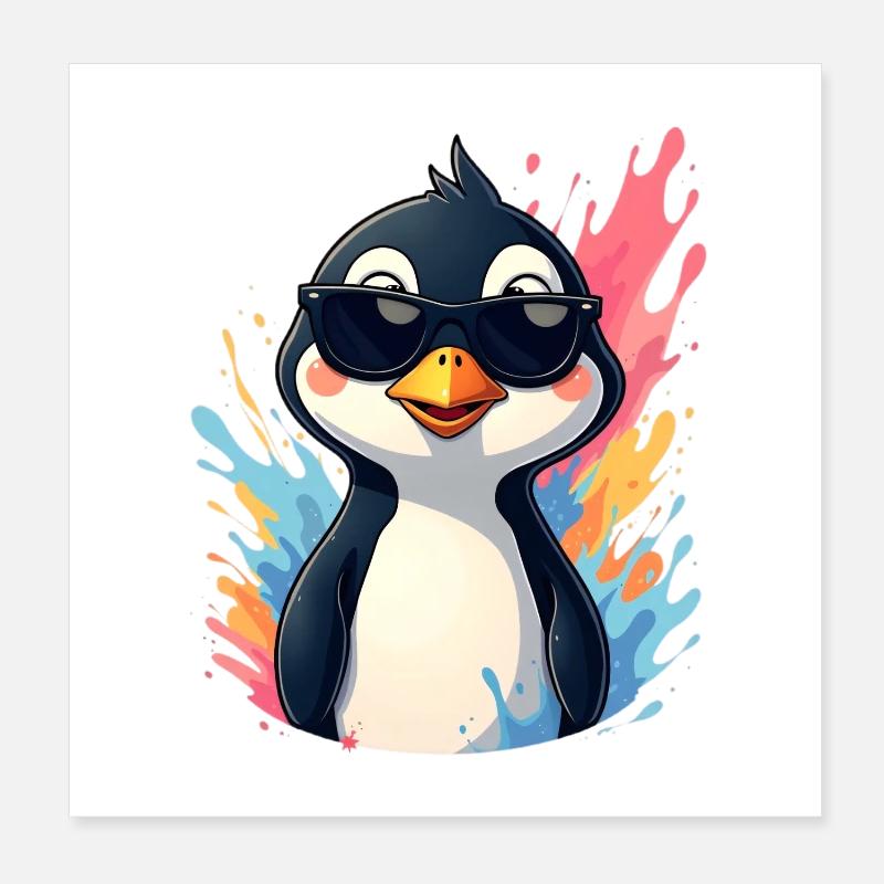 Cool Pingu mit Sonnenbrille Poster 20x20 cm