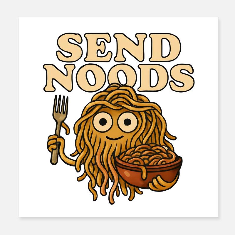 Nudelmonster mit Botschaft Poster 20x20 cm