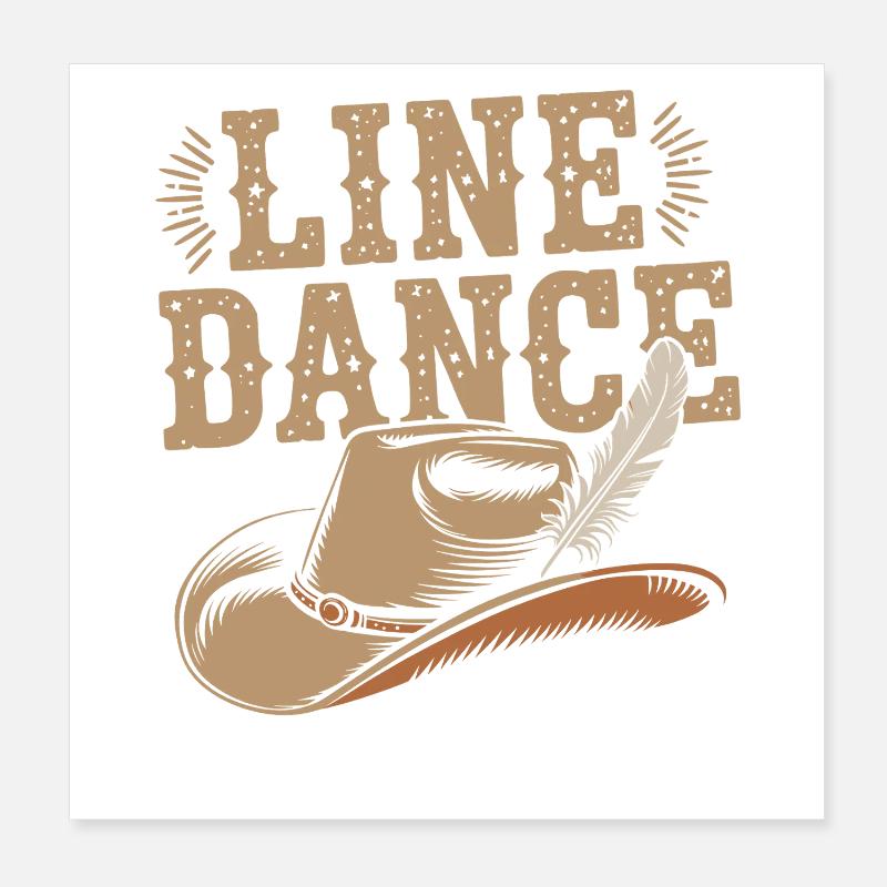 Conception de danse en ligne de cow-boy occidental Poster 20 x 20 cm