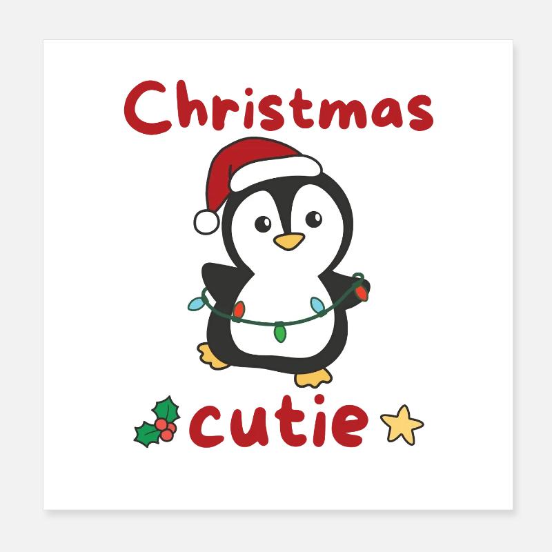 Pingouin de Noël Pingouins Mignon de Noël Poster 20 x 20 cm