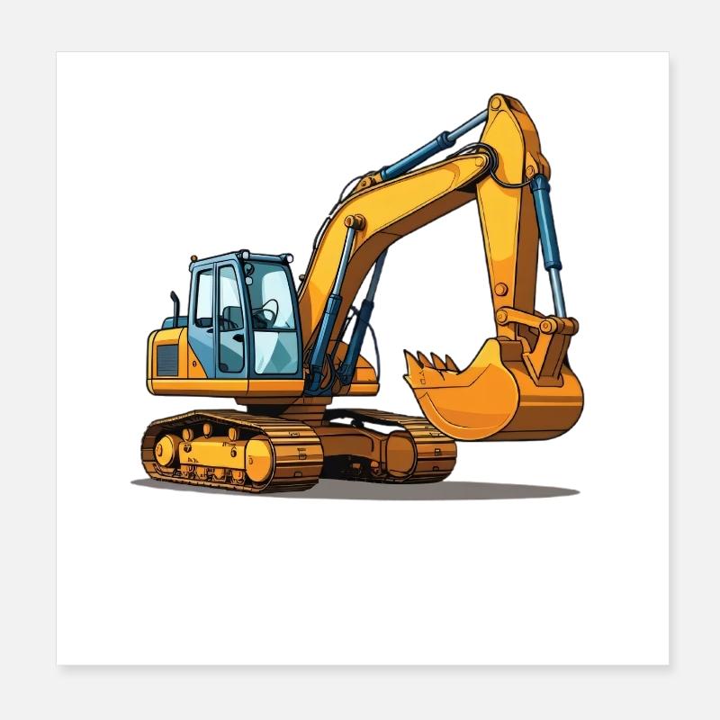 Illustration de machine de construction d’excavatrice pour les fans de chantier de construction Poster 20 x 20 cm