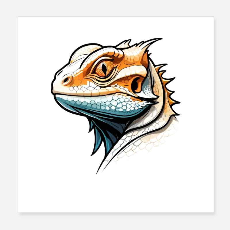 Lézard dans le style bande dessinée Poster 20 x 20 cm