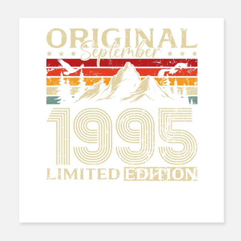 30th Birthday Vintage September Vintage 1995 Poster 8" x 8" (20x20 cm)