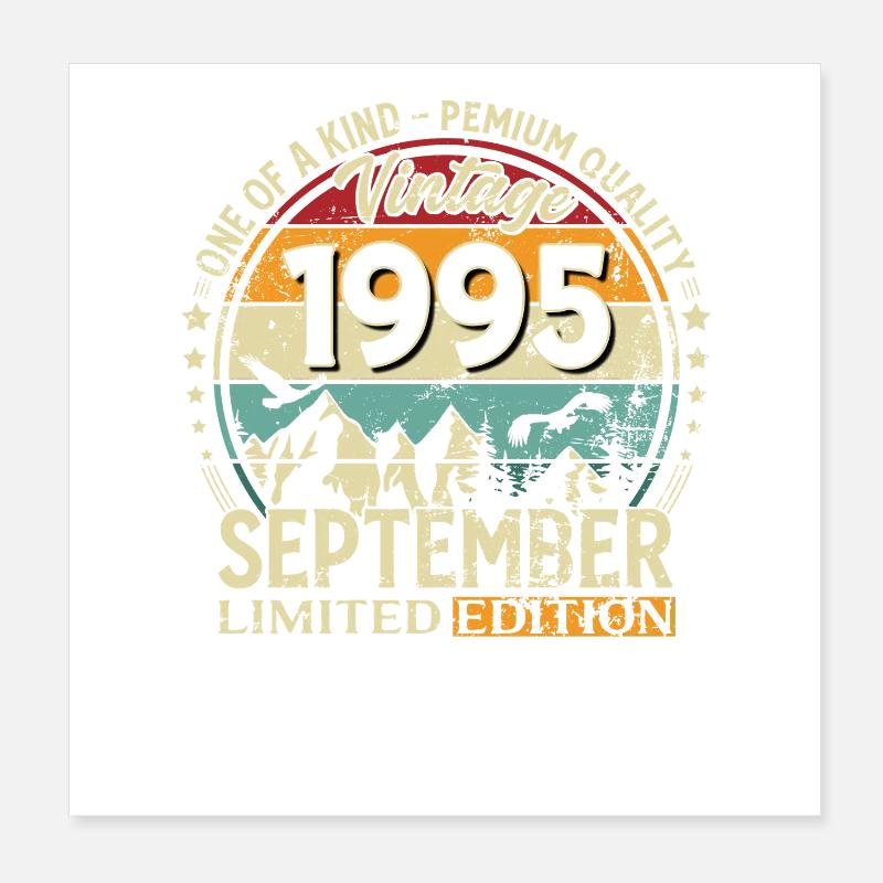 30e anniversaire Millésime septembre 1995 Poster 20 x 20 cm